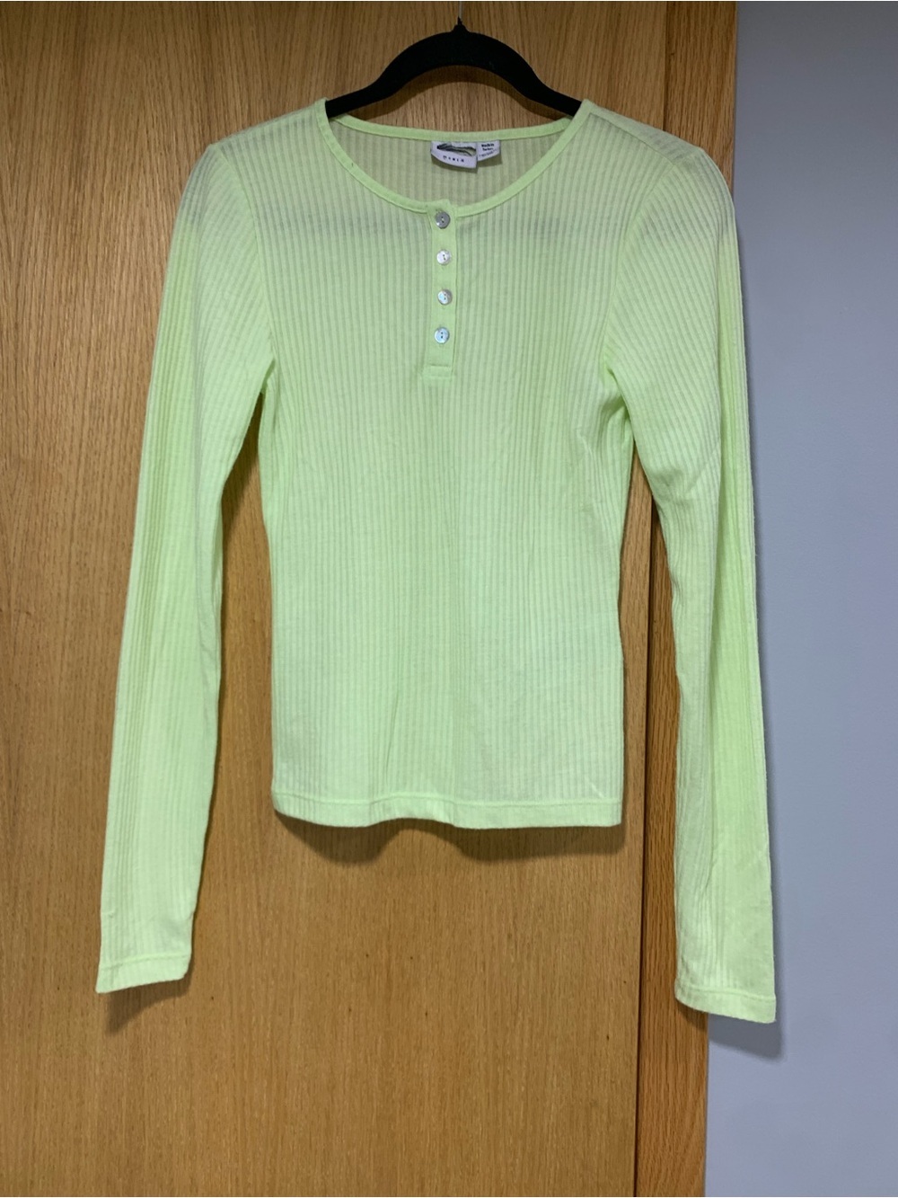 Noisy May Ribbed Long Sleeve Henley Top - Size XS